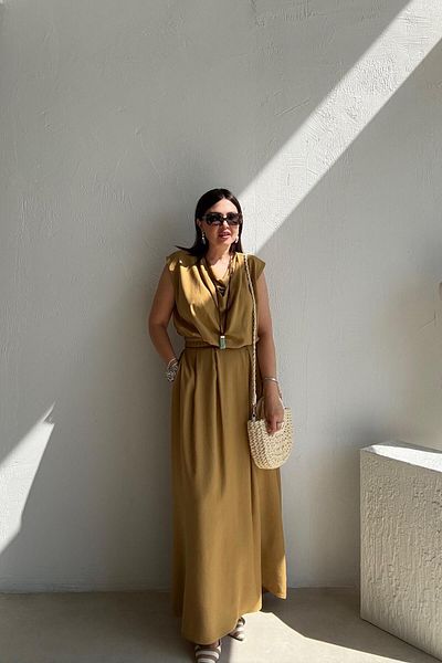 ELVAN TOLON Mustard Color Blouse Skirt Set