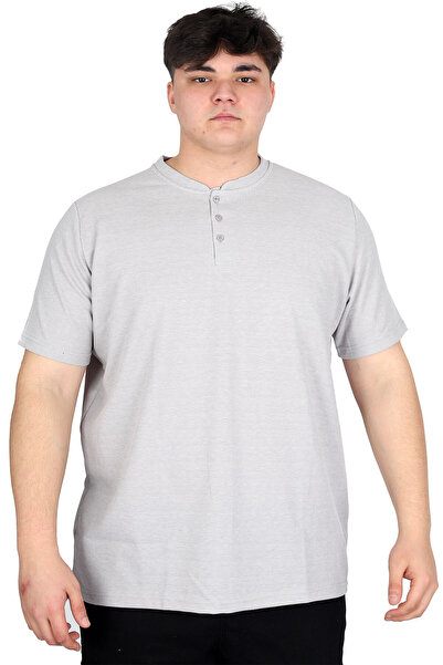 ModeXL Mode XL Large Size Men's Judge Collar T-Shirt Waffle U20036 Gray