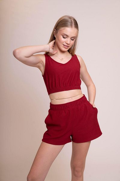 AFLOOW Delicate Burgundy High Waisted Corduroy Shorts |   Comfortable and Stylish Summer Casual Sports Shorts – Elastic Waist