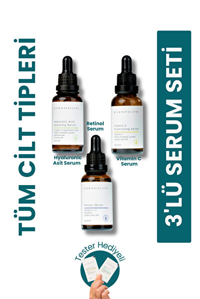 glowmolecules 3'lü serum seti Retinol & Hyaluronic Asit & Vitamin C