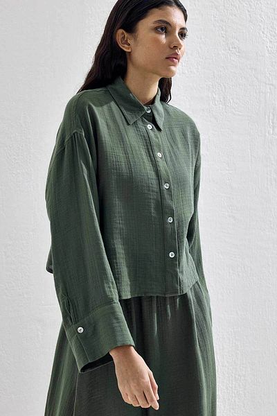 Hooopstore Muslin Emerald Green Skirt Set