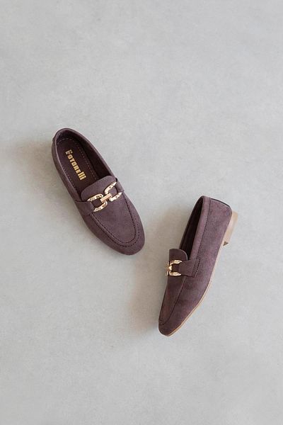 STRASWANS Luca Women's Buckle Detail Suede Ballerina Brown