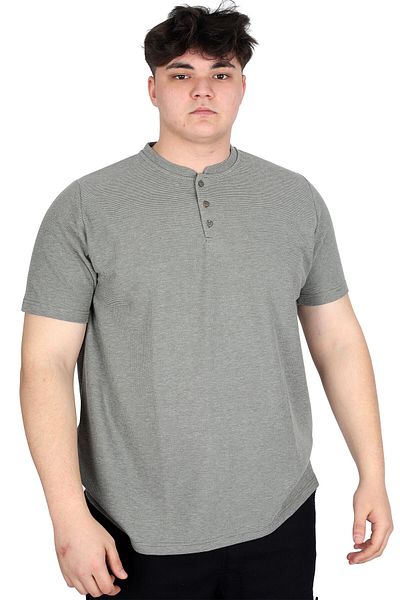 ModeXL Mode XL Μεγάλο Μέγεθος Ανδρικό μπλουζάκι με γιακά Judge Waffle U20036 Χακί