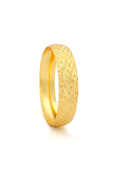 FerizZ 22 Ayar Altın Kaplama Baklava Desenli İmitasyon Bilezik 15mm BLZ-3010