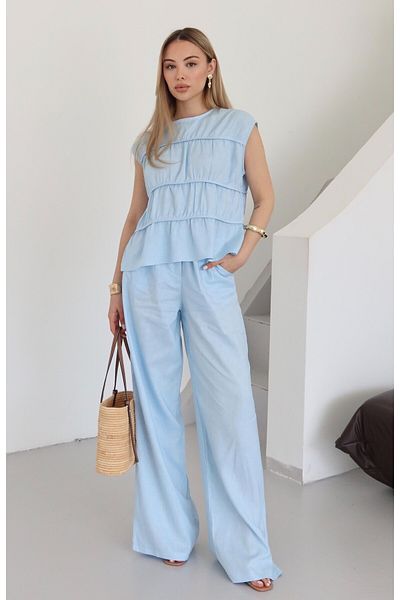 Laluvia Set pantaloni bluză Milora albastră - 2025145