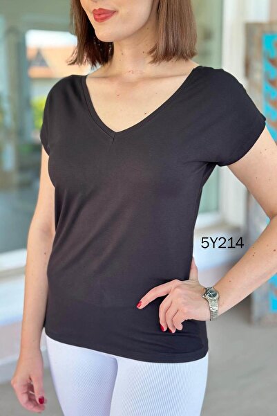 İnce Topuk Front Back V Bamboo Tshirt 5Y214