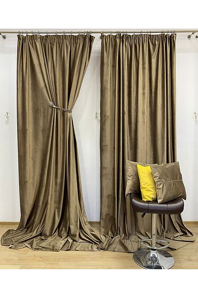 Liz Line Set doua draperii catifea coniac, colectia "Velvet" by LIZ LINE 2x200x245cm cu rejansa DR2162