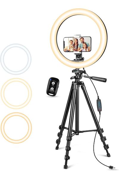 BUNCA Ring Light with Tripod and Phone Holder, 120cm Long LED Ring Light for Selfie, 3 Colors