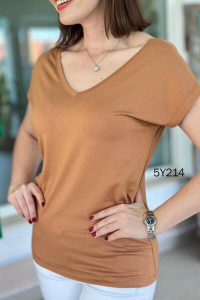 İnce Topuk Front Back V Bamboo Tshirt 5Y214