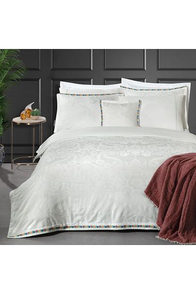 Sarev Shakira Double Personality 100% Cotton Satin "300 Tc" Duvet Cover Set White