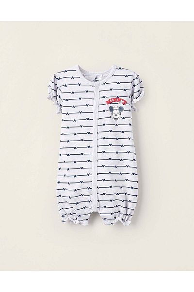 Ziddy Romper Pyjamas in Cotton for Baby Girls 'Minnie', Grey