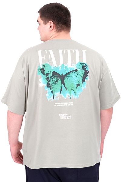 ModeXL Mode XL Large Size Men's T-Shirt Crew Neck Faith U25030 Çağla