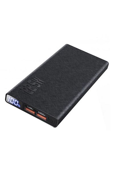 REDz Accessories Superfast Charge External Battery, 10000 Mah, 3 Outputs, Percentage Indicator, Black