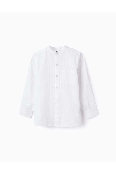 Ziddy Shirt with Mao Collar for Boys, White