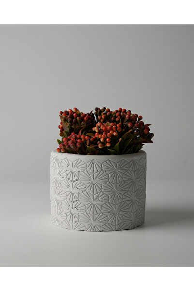 Kaju Creative Dekoratif Beton Saksı - Karo Çizgi 8x10 0.25L Küçük Boy Saksı