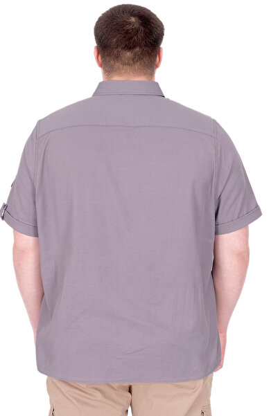 ModeXL Mode XL Великий розмір Чоловіча сорочка з двома кишенями Габардин U25601 K.Сірий