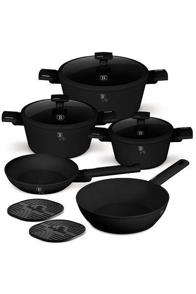 Berlinger Haus BerlingerHaus 10-Piece Cookware Set – Matte Black Collection, TitanPRO Non-Stick, Induction, Black