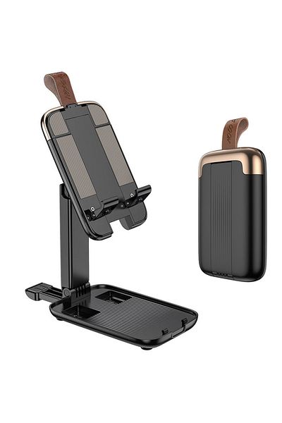 REDz Accessories Hoco S28 Desk Stand, for Phone and Tablet, Adjustable, Compact, Silicone Protection, Metal, Black