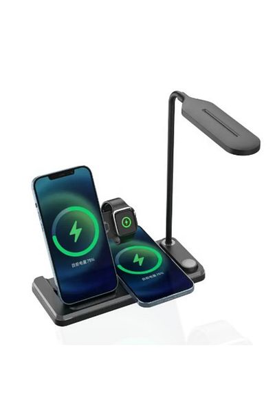 REDz Accessories 4 in 1 Lamp, Wireless Charging, iPhone/Android, Apple Watch, 15W, Black