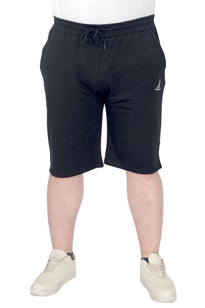 ModeXL Pantaloni scurți pentru bărbați Mode XL Plus Size cu broderie pe 2 fire U25502 Negru