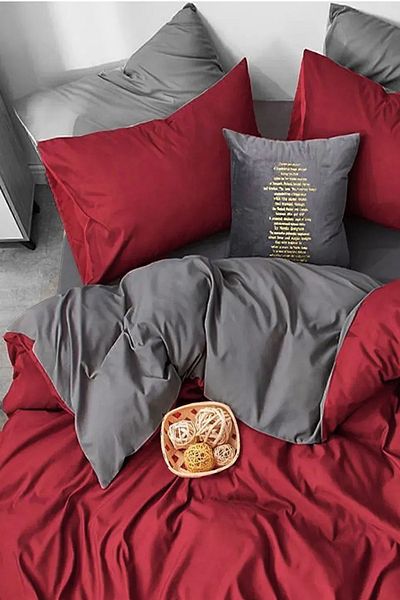 İQON Elastic Sheet Duvet Cover Set Double Red 200x220 cm