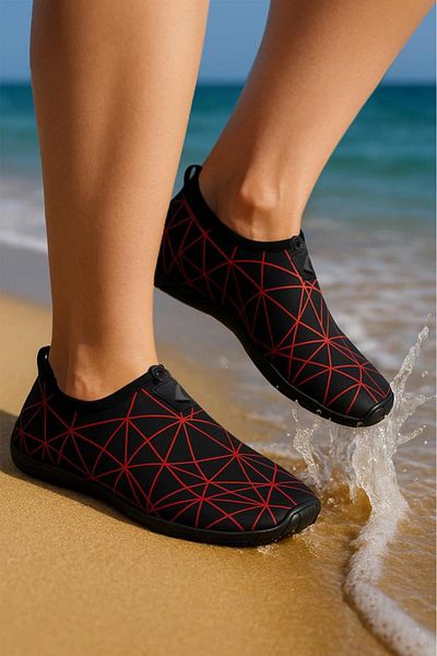 Lord Mountain Prizma Black Red Pantofi de mare, pantofi de plajă, pantofi de piscină, design flexibil