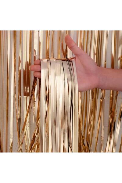 Big Party Dekoratif Püsküllü Saçak Perde Arka Fon 1x2 Metre Mat Rose Gold