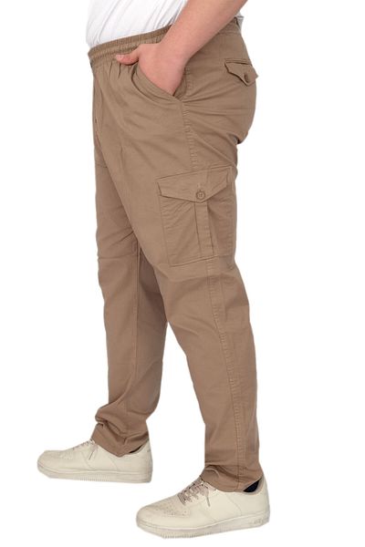 ModeXL Παντελόνι Mode XL Plus Size Λινά Cargo Jogger Milano 21912 Cappuccino
