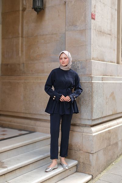 LOCCO Γυναικεία φούστα πλισέ Modal Suit Navy Blue