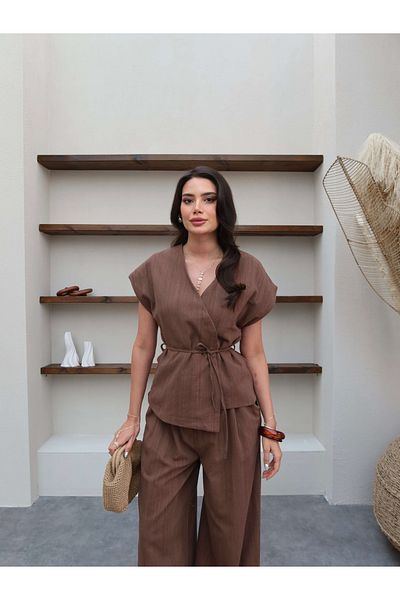 ESRAHELVACI Belted Linen Set