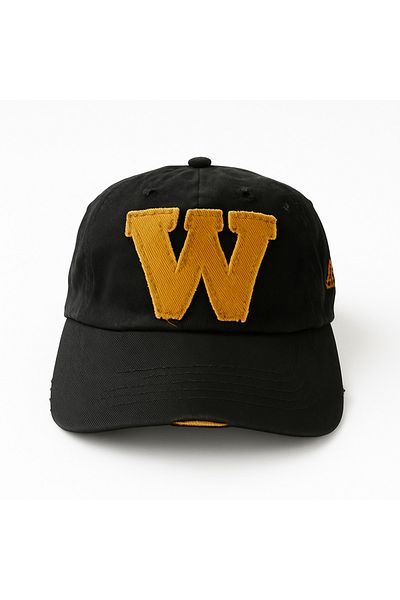 NO BRAND Luxury Vintage W Logo Black Unisex Hat – Adjustable Denim Model-Aged Detail