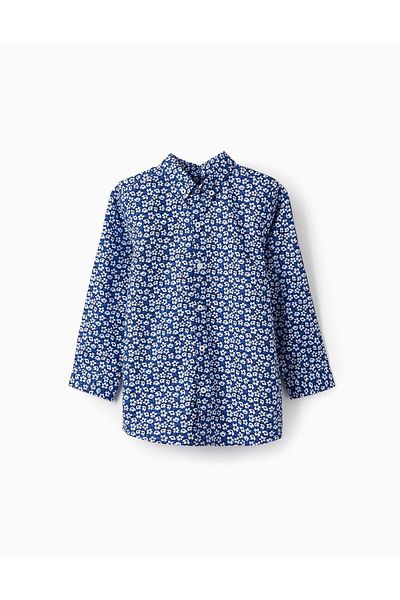 Ziddy Shirt with Floral Pattern for Boys, Dark Blue