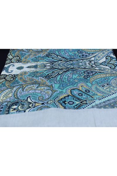 ALREMİYA Ethnic Pattern Cotton Shawl Yellow Turquoise