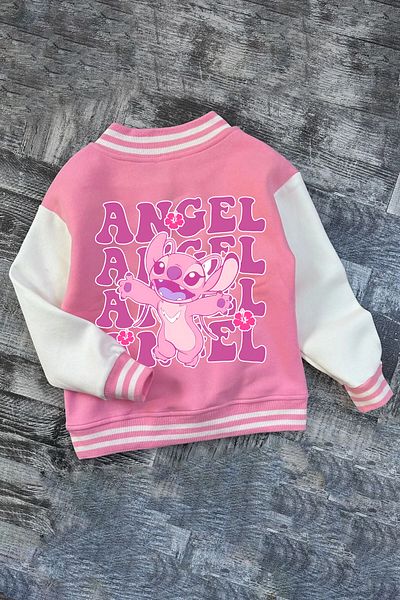 C&C OKULCUNUZ Kids Girls & Boys School College Jacket Seasonal Pink Lilo Stitch