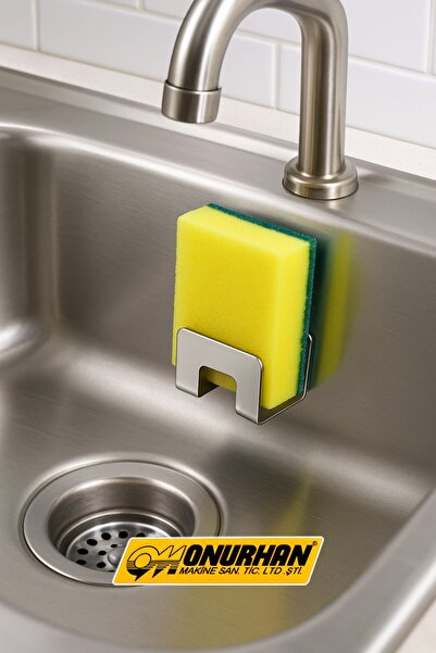 Onurhan Paslanmaz Çelik Yapışkanlı Sünger Tutucu Evye Düzenleyici Süngerlik