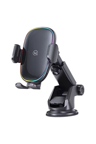 REDz Accessories Suport US-CD187, încărcare wireless 15W, montare pe grila de aerisire/bord/parbriz, lumini colorate, negru