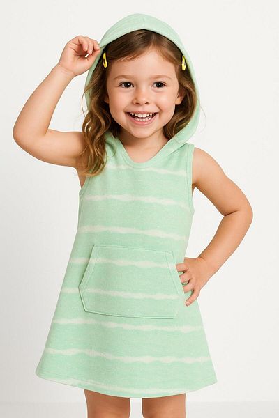 LUESS Girl's Green Tie-Dye Dress (3-4 Years 8-9 Years)