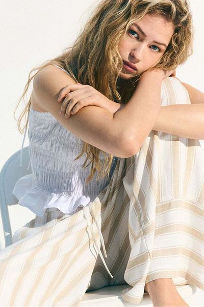 H&M Linen-blend drawstring trousers