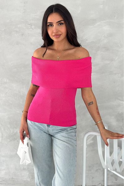 FEMELLE Women's Fuchsia Standard Size Madonna Cotton Slim Knitwear Blouse