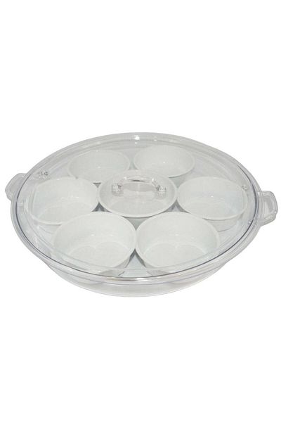 Generic Acrylic breakfast serving tray, 7 bowls