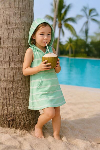 LUESS Girl's Green Tie-Dye Dress (3-4 Years 8-9 Years)