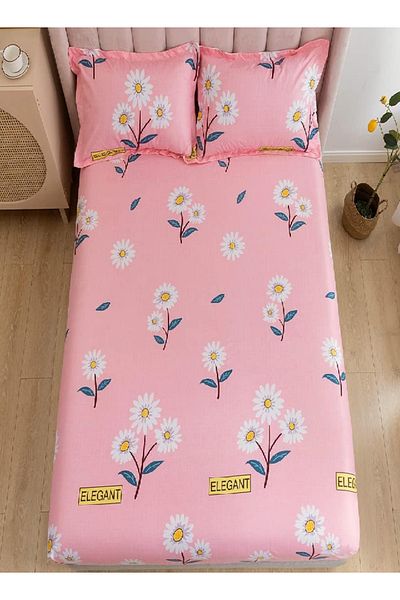 RISHAHOME 3-Piece Queen Size Printed Flat Sheet Set – 1 Flat Sheet & 2 Pillow Cases | QATRA