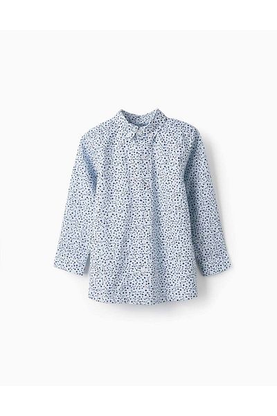 Ziddy Shirt with Floral Pattern for Boys, Blue/White/Dark Blue