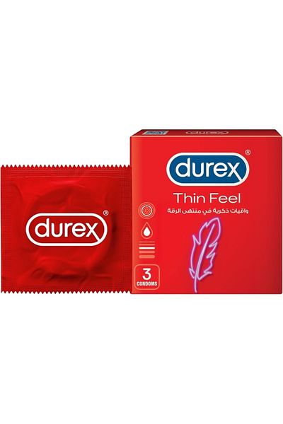 Durex Thin Feel Lubricated Condoms for Men, Pack of 3