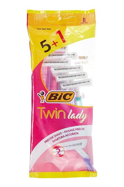 Bic Twin Lady Sensitive Disposable Shaving Razors For Women (Pack Of 6)