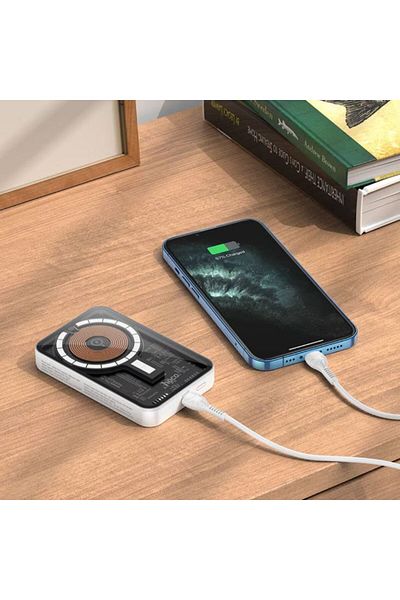 REDz Accessories Ultra Powerbank Battery, Magsafe 10000mah, Wireless Charging, Hoco Q10a, Type-c Port, White
