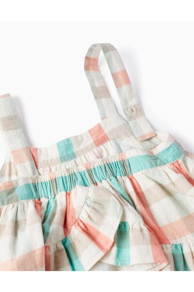 Ziddy Square Cotton Crop Top for Girls 'B&S', Aqua Green/Coral