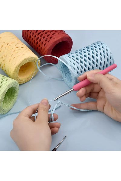 HOBİ Raffia Rope Hat Bag Paper Packing Rope 100 Gr 100 m Raffia Natural Paper Rope
