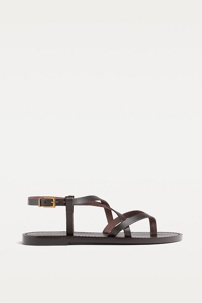 Stradivarius Flat strappy leather sandals