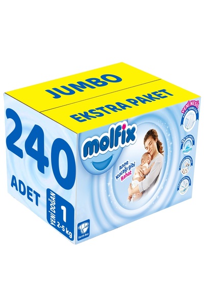 Molfix Bebek Bezi Beden:1 (2-5Kg) Yeni Doğan 240 Adet Jumbo Ekstra Pk